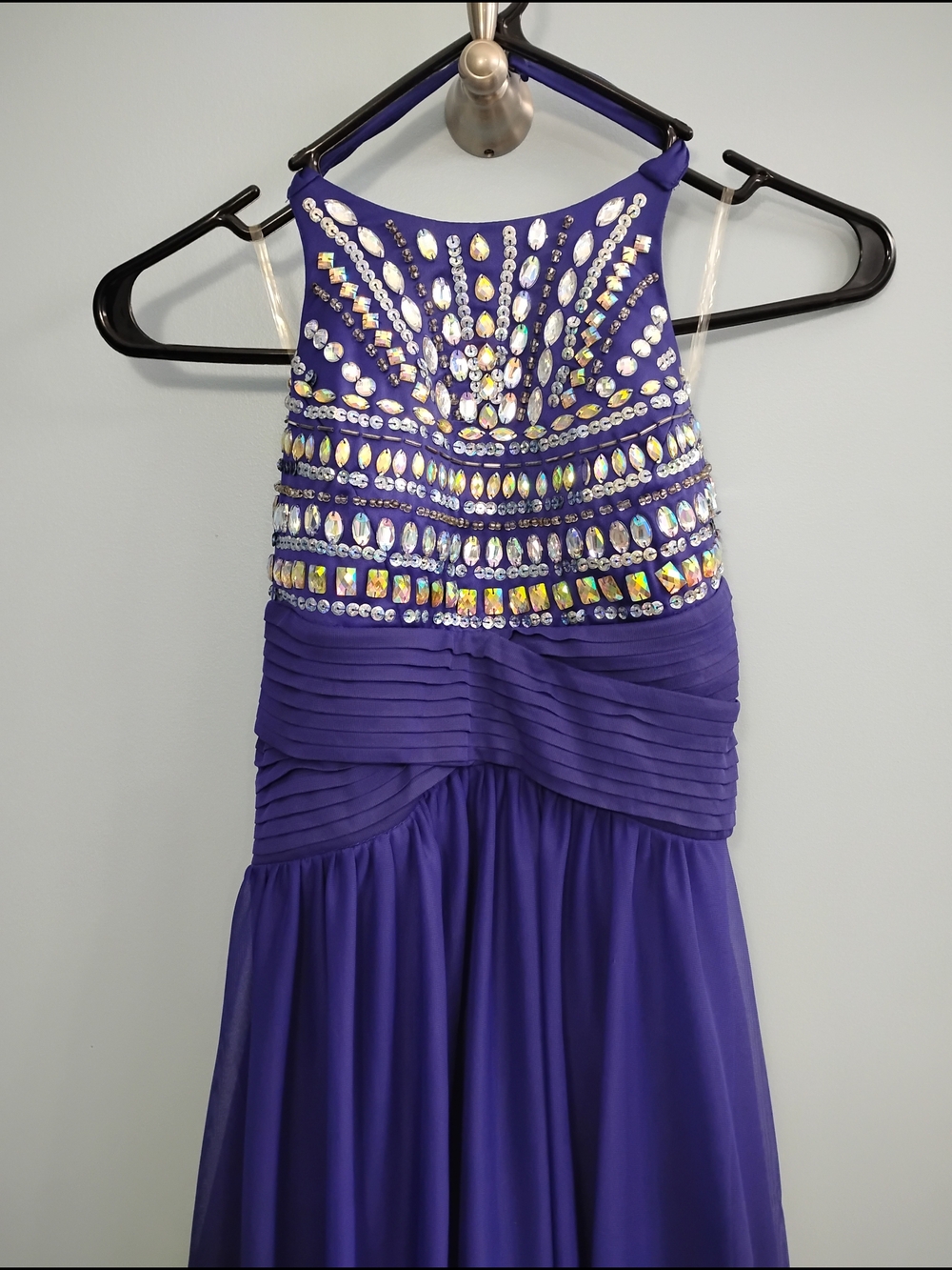 NWT😍Sequin Hearts Purple Halter Dress w/Iridescent Gems Size 3 Juniors